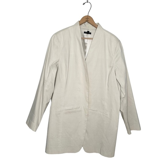 Eileen Fisher Woman | Ramie Stretch Long Blazer in Bone Size 20W - Picture 2 of 11